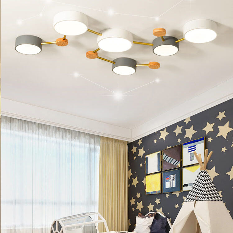 Sleek Gray Wooden Ceiling Light Fixtures 23.6 Inch