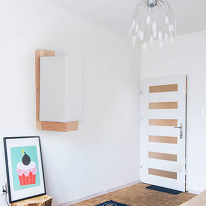 Simple Wooden Glass Wall Sconce Lamp
