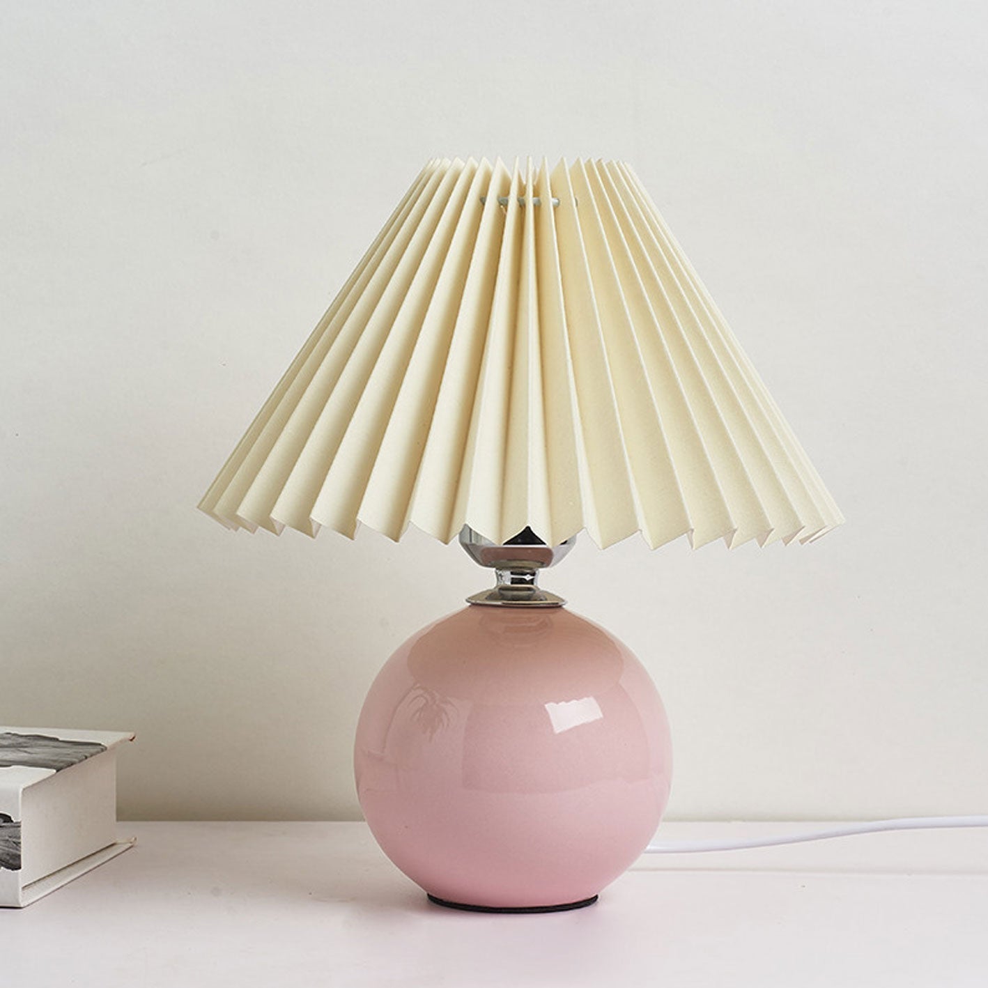 Simple Ceramic Desk Lamp with Folded Shade