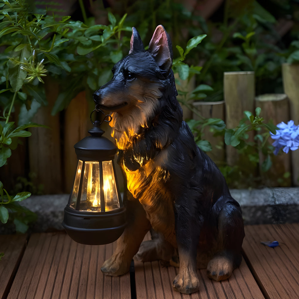 Solar Powered Outdoor Garden Lights with Dog Statue - Cofik