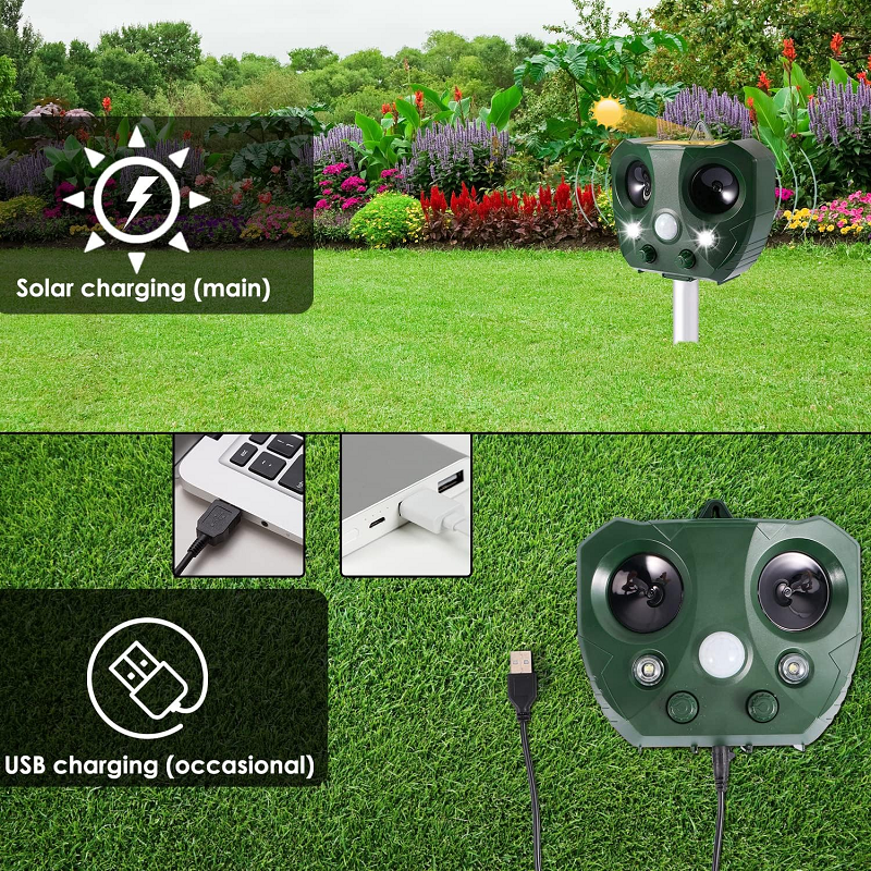 Outdoor Solar Bird Repeller, Ultrasonic Deterrent