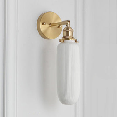 Elegant White Wall Sconce with Brass Accent - Cofik
