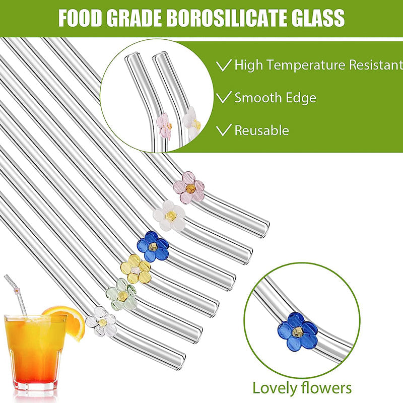 Colorful Reusable Drinking Straws with Cleaner Brush Set