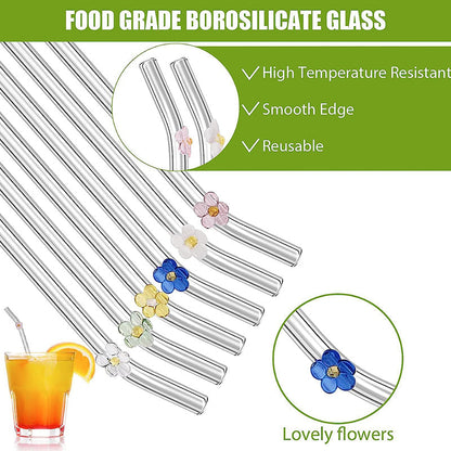 Colorful Reusable Drinking Straws with Cleaner Brush Set
