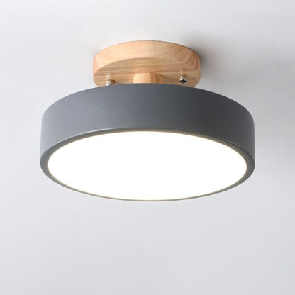 Sleek Wooden LED Semi Flush Mount Ceiling Light