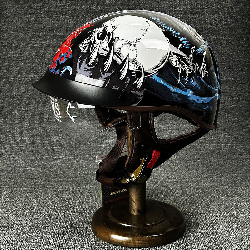 Sleek Chopper Motorcycle Helmet with Simple Style