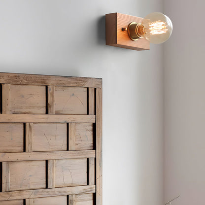 Classic Wooden Wall Light with Chain Switch