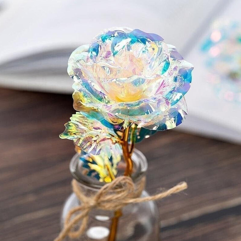 Sparkling Pink Valentine's Day Rose Figurine