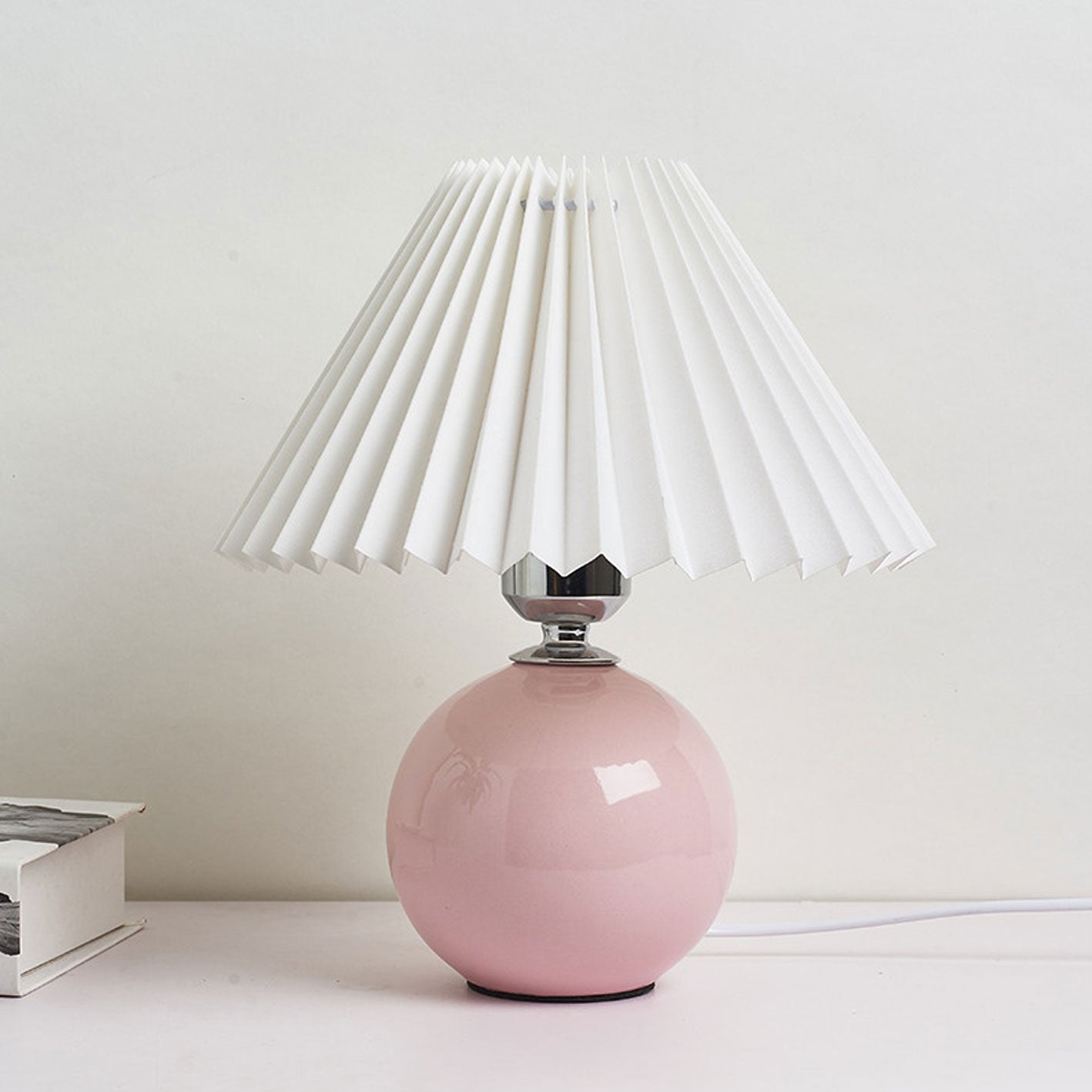 Simple Ceramic Desk Lamp with Folded Shade