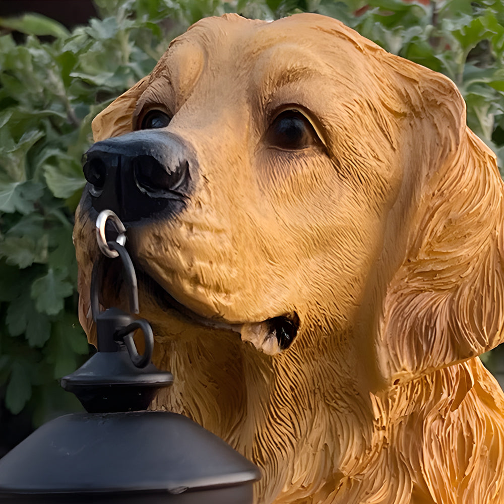 Solar Powered Outdoor Garden Lights with Dog Statue