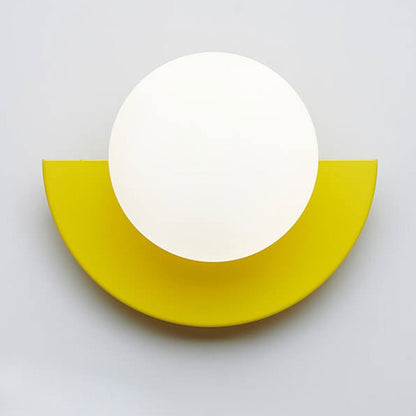 Round Glass Pendant Light with Colored Metal Base