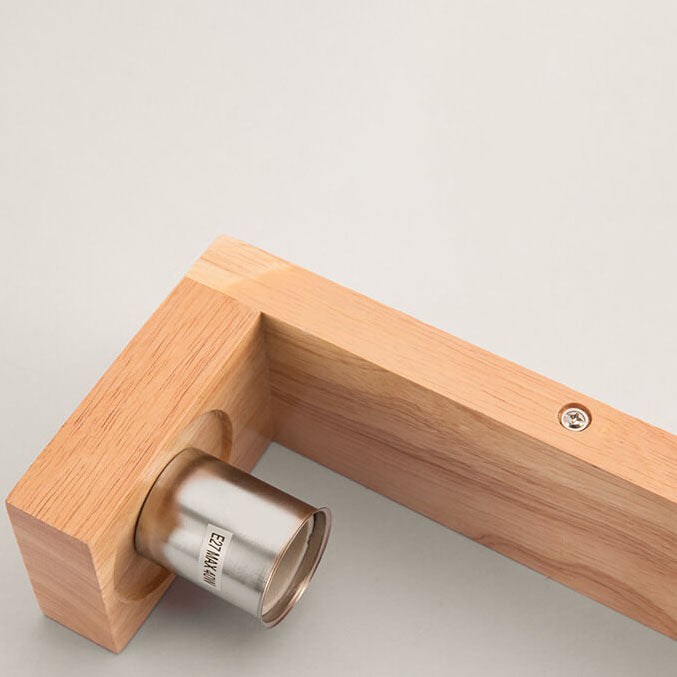 Simple Wooden Glass Wall Sconce Lamp