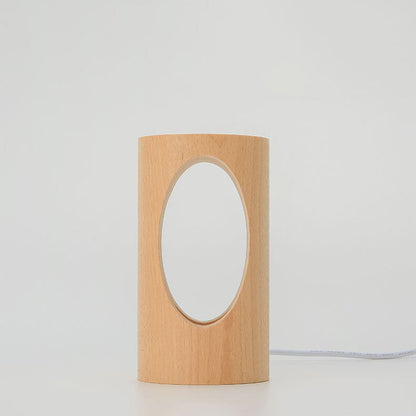 Natural Wood USB Bedside LED Table Lamp