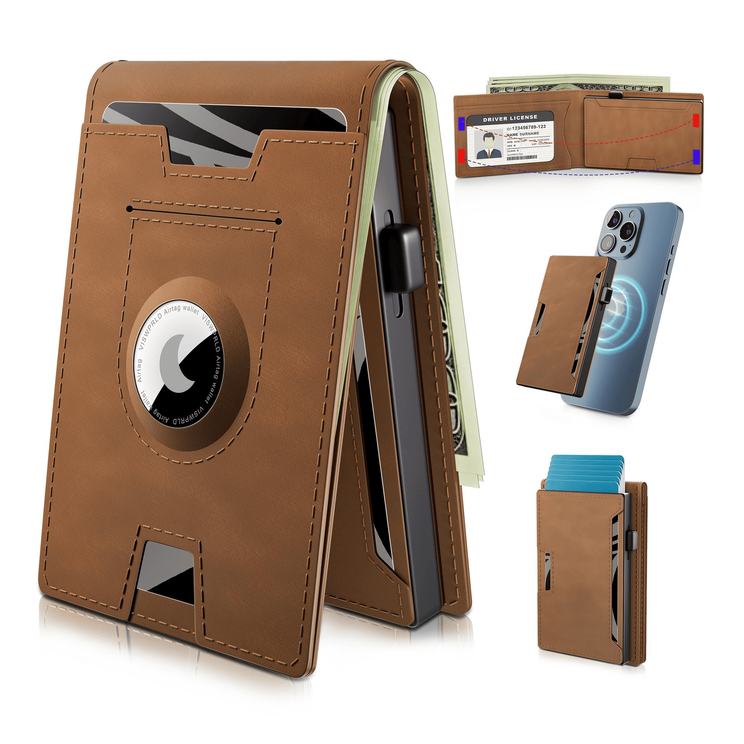 Thin Leather RFID Wallet Credit Card Money Clip Holder