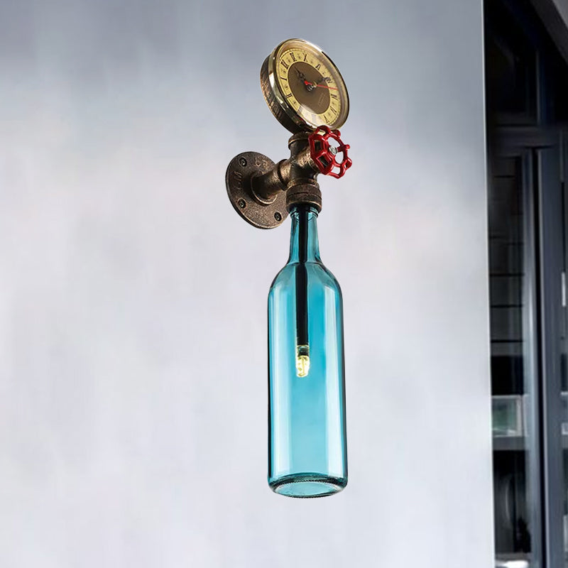Rustic Glass Wall Lamp with Metal Accent