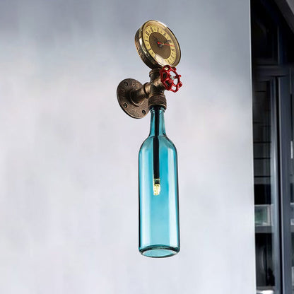 Rustic Glass Wall Lamp with Metal Accent