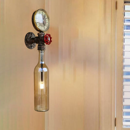 Rustic Glass Wall Lamp with Metal Accent