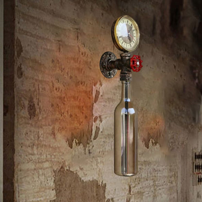 Rustic Glass Wall Lamp with Metal Accent