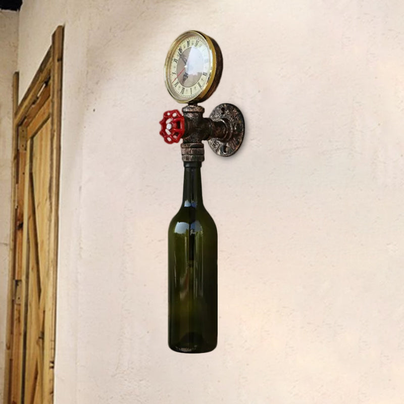 Rustic Glass Wall Lamp with Metal Accent