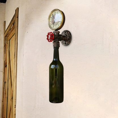 Rustic Glass Wall Lamp with Metal Accent