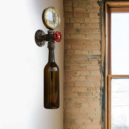 Rustic Glass Wall Lamp with Metal Accent