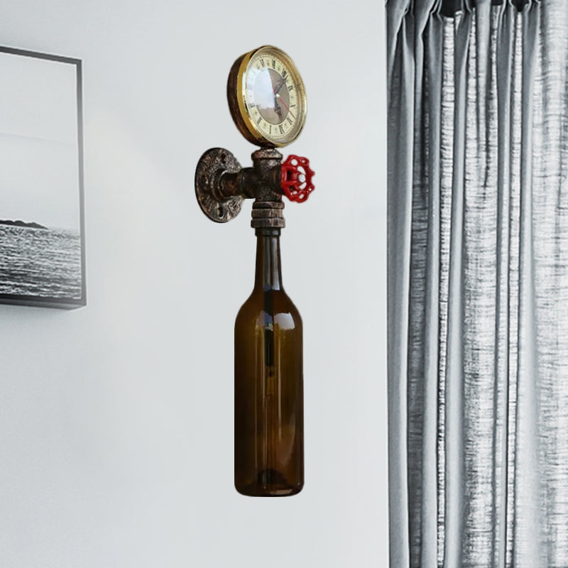 Rustic Glass Wall Lamp with Metal Accent