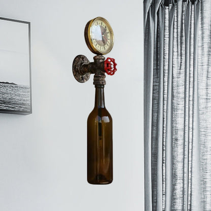 Rustic Glass Wall Lamp with Metal Accent