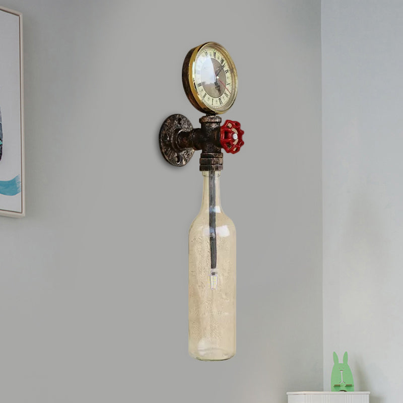 Rustic Glass Wall Lamp with Metal Accent