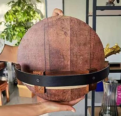 Distressed Whiskey Barrel Bar Shelf