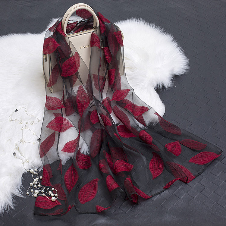 Luxury Silk Scarf with Floral Pattern