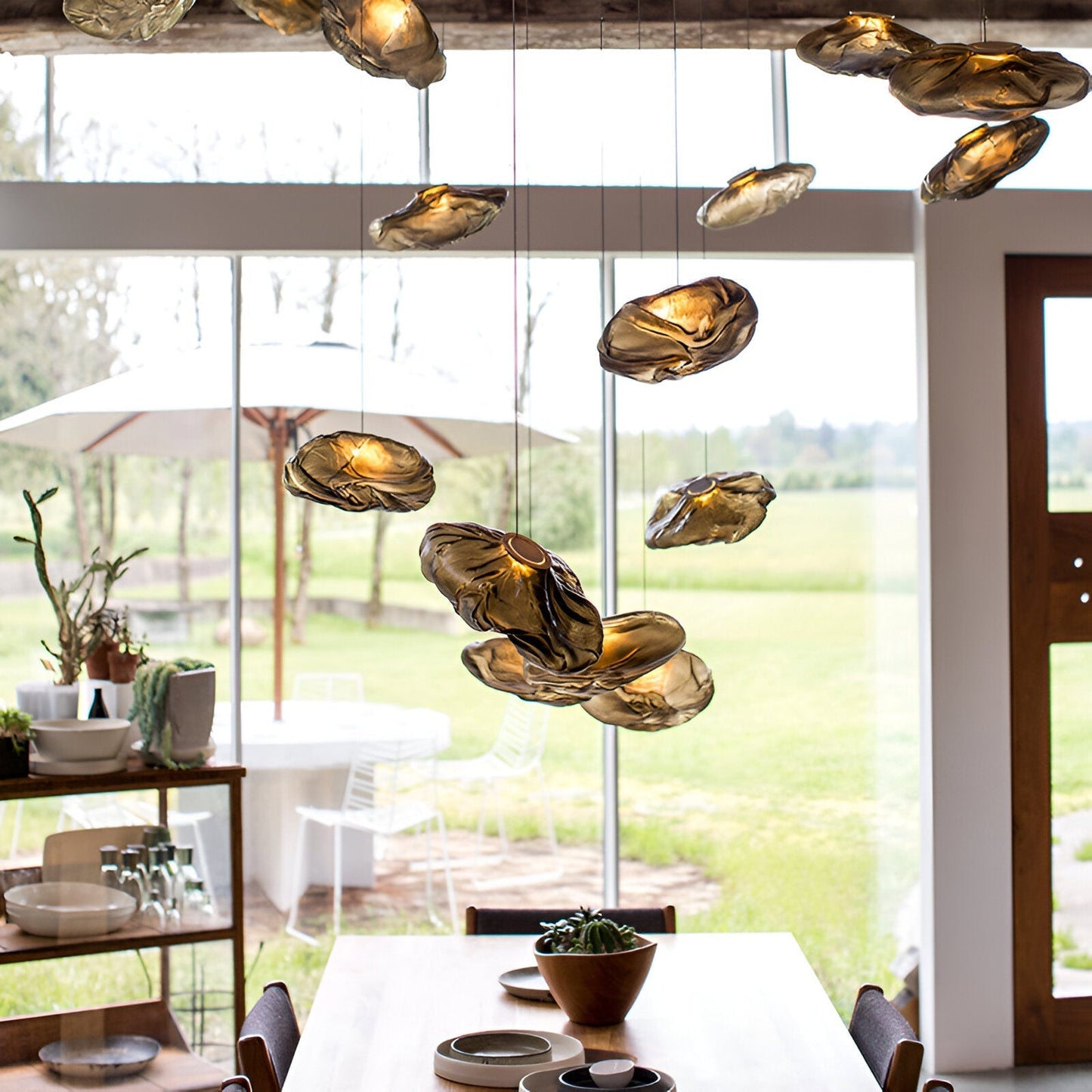 Sleek Glass Pendant Lamp for Kitchen Island