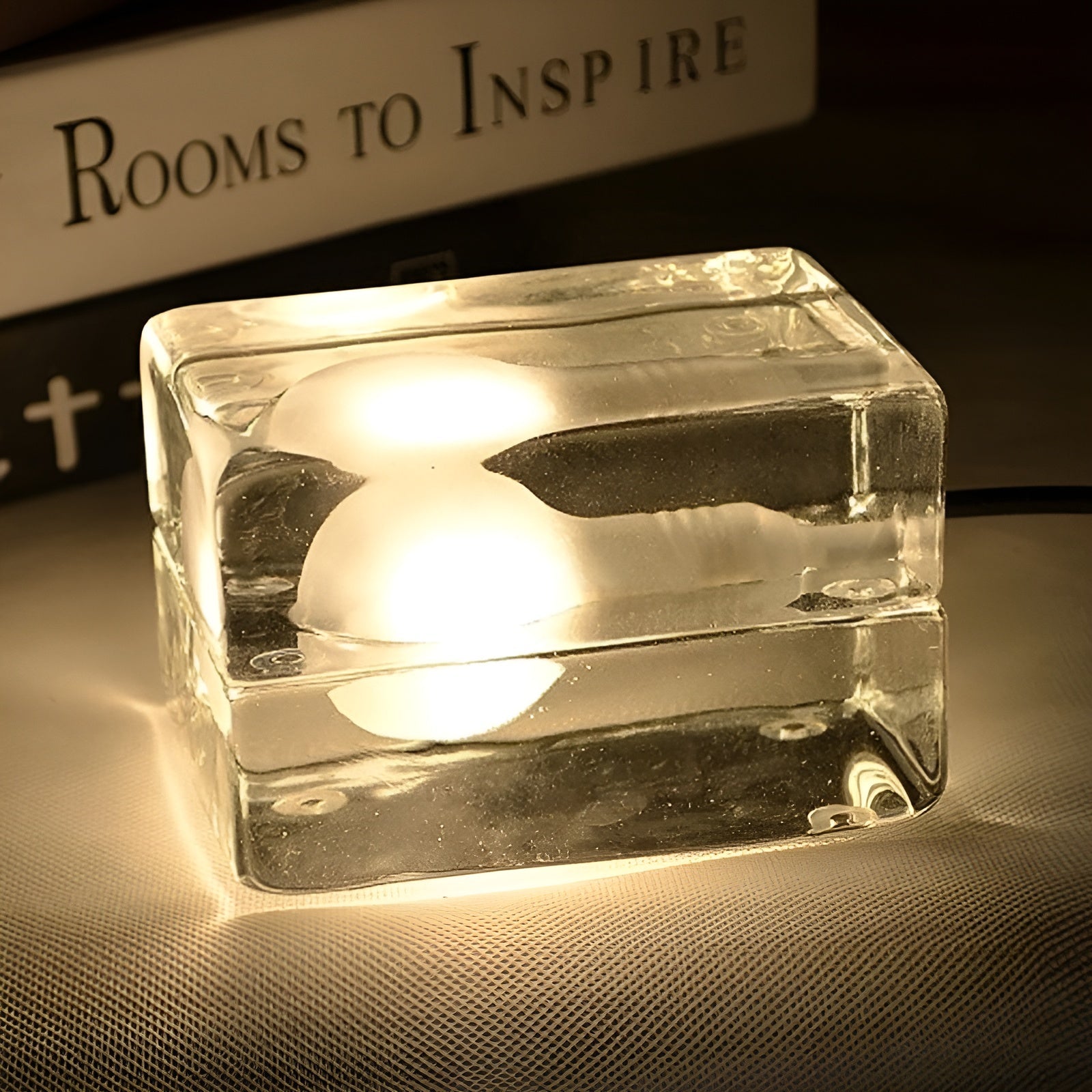 Sleek Ice Cube Glass Table Lamp - Cofik