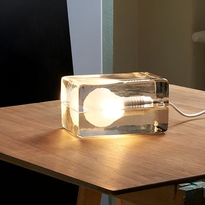 Sleek Ice Cube Glass Table Lamp