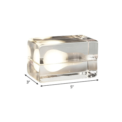 Sleek Ice Cube Glass Table Lamp
