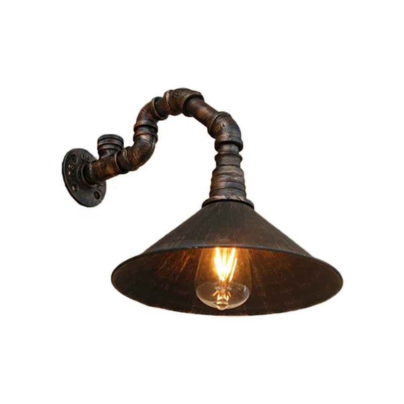 Rustic Metal Cone Wall Light Fixture