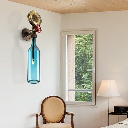 Rustic Glass Wall Lamp with Metal Accent