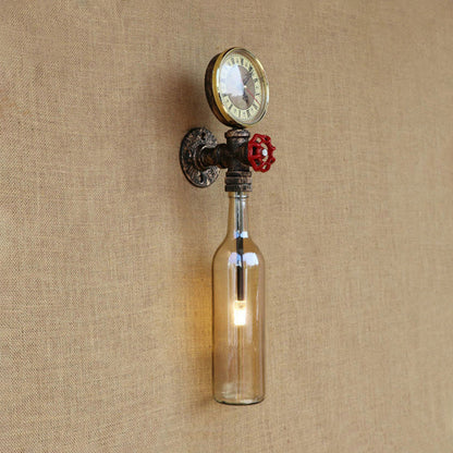 Rustic Glass Wall Lamp with Metal Accent