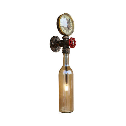 Rustic Glass Wall Lamp with Metal Accent