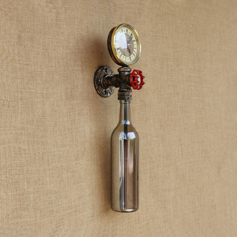 Rustic Glass Wall Lamp with Metal Accent