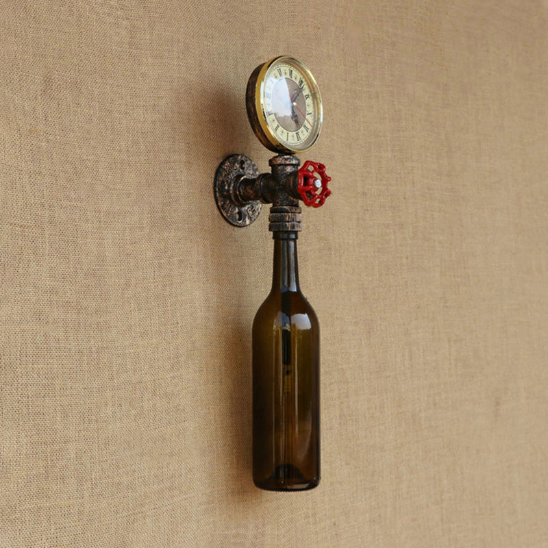 Rustic Glass Wall Lamp with Metal Accent