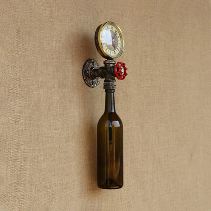 Rustic Glass Wall Lamp with Metal Accent