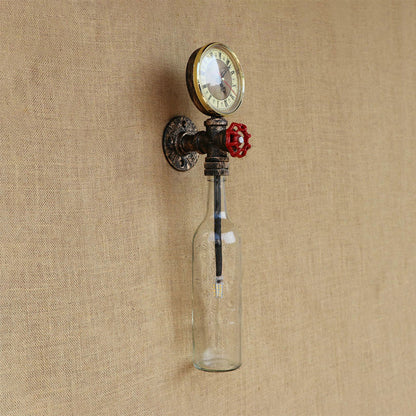 Rustic Glass Wall Lamp with Metal Accent