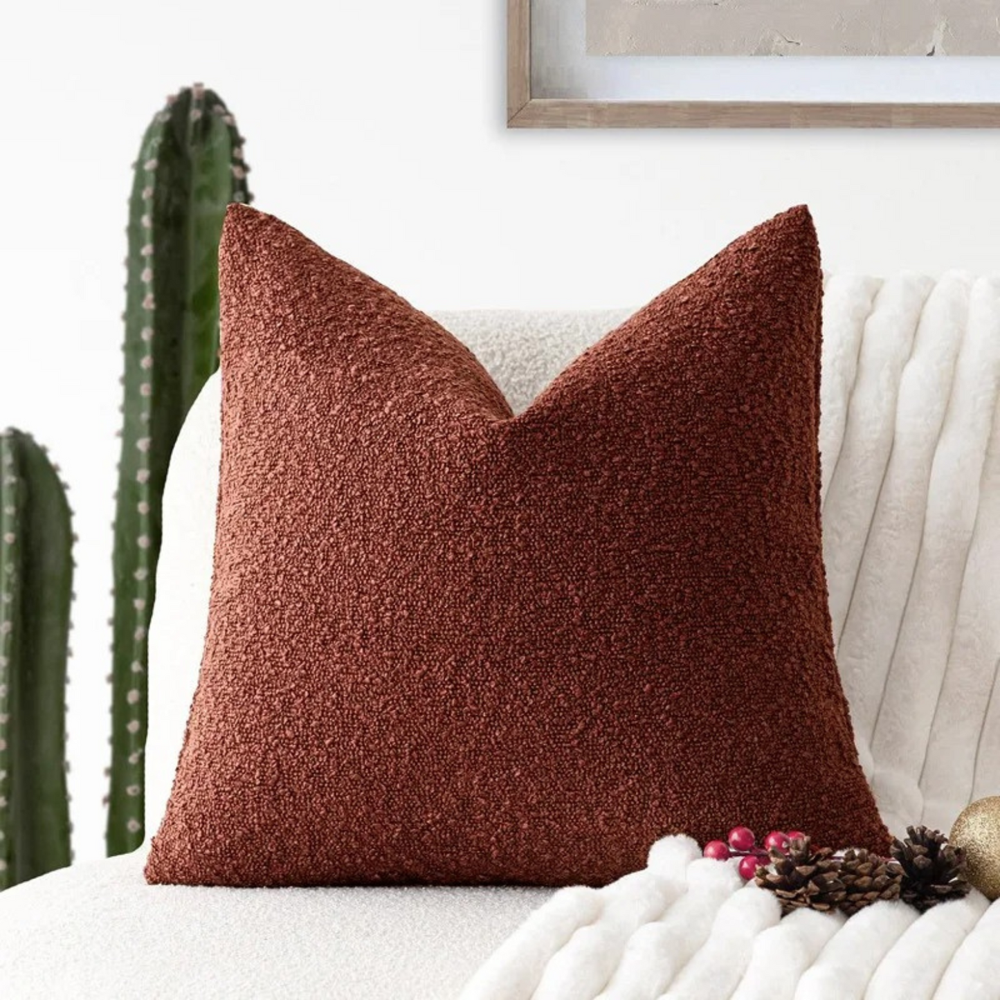 Soft Boucle Throw Pillow Cover 45x45cm Home Decor Cushion
