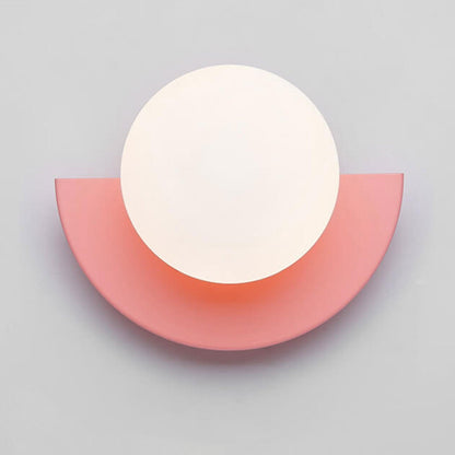 Round Glass Pendant Light with Colored Metal Base