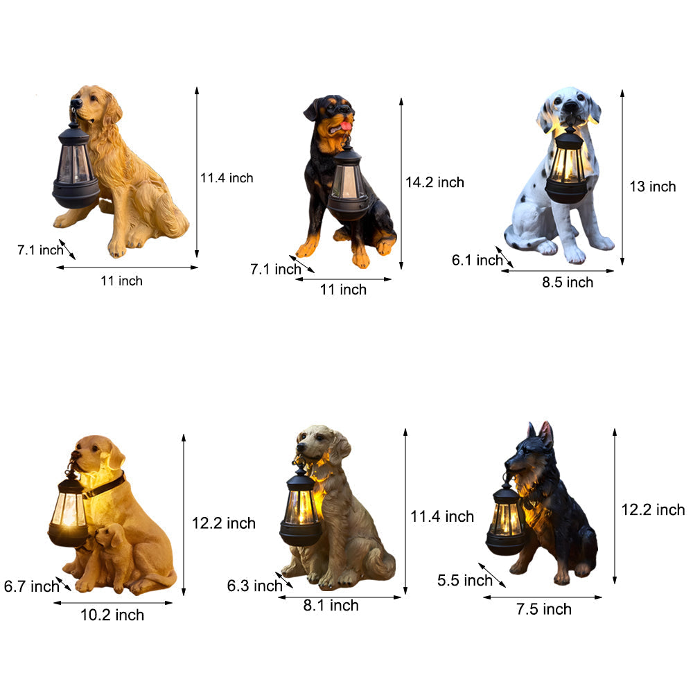Solar Powered Outdoor Garden Lights with Dog Statue