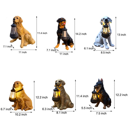 Solar Powered Outdoor Garden Lights with Dog Statue