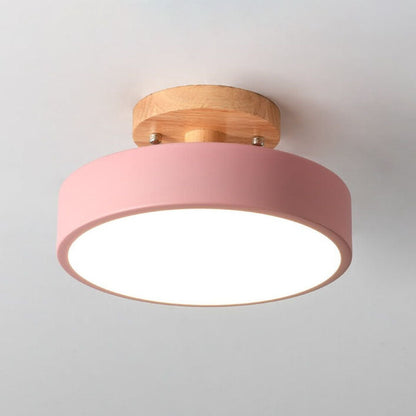 Sleek Wooden LED Semi Flush Mount Ceiling Light