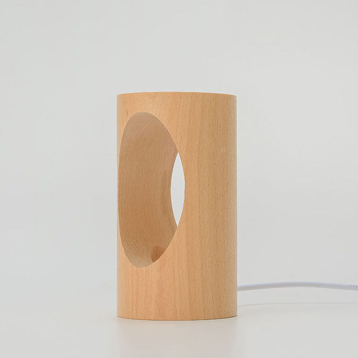 Natural Wood USB Bedside LED Table Lamp