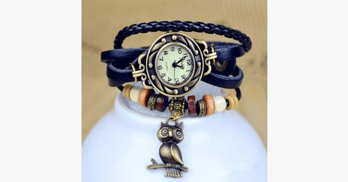 Unique Owl Leather Strap Wrist Watch