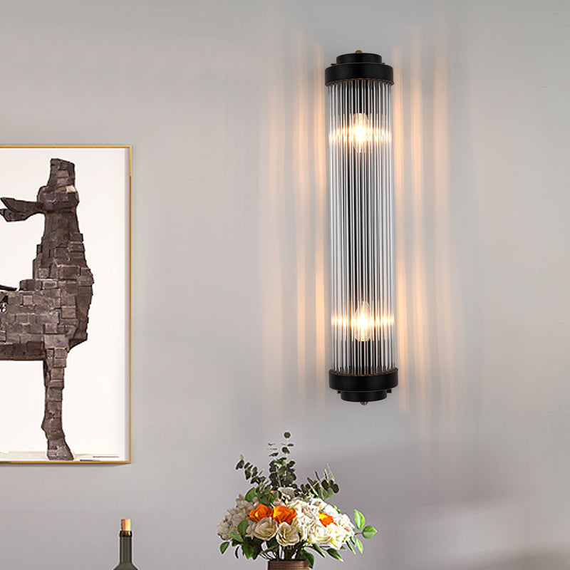 Sleek Black Crystal 2 Light Wall Lamp Sconce - Cofik